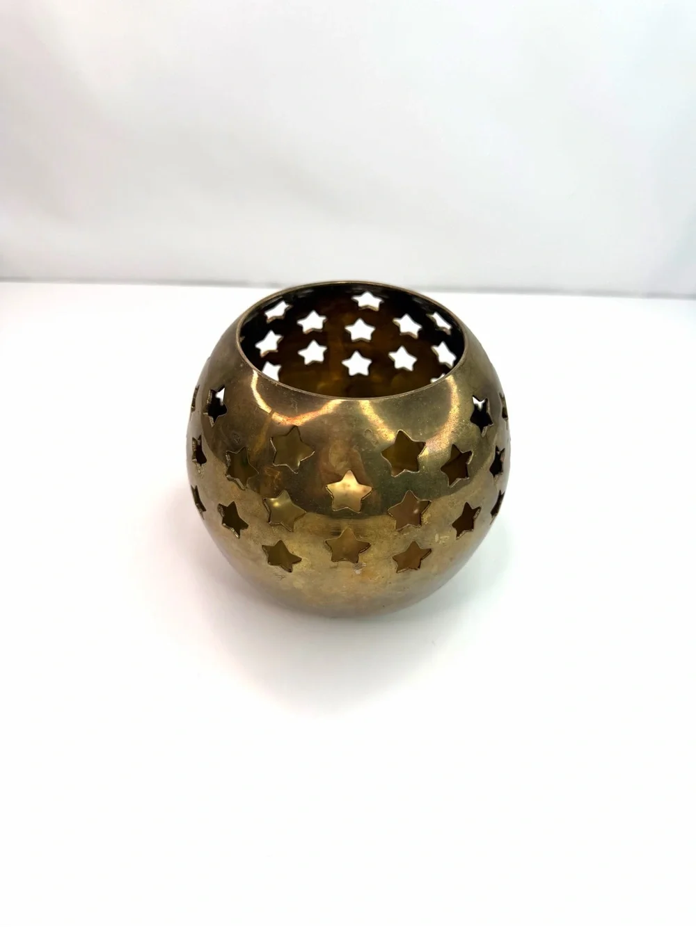 Vintage Brass Star Large Set of 2 Cutout Candle Holders